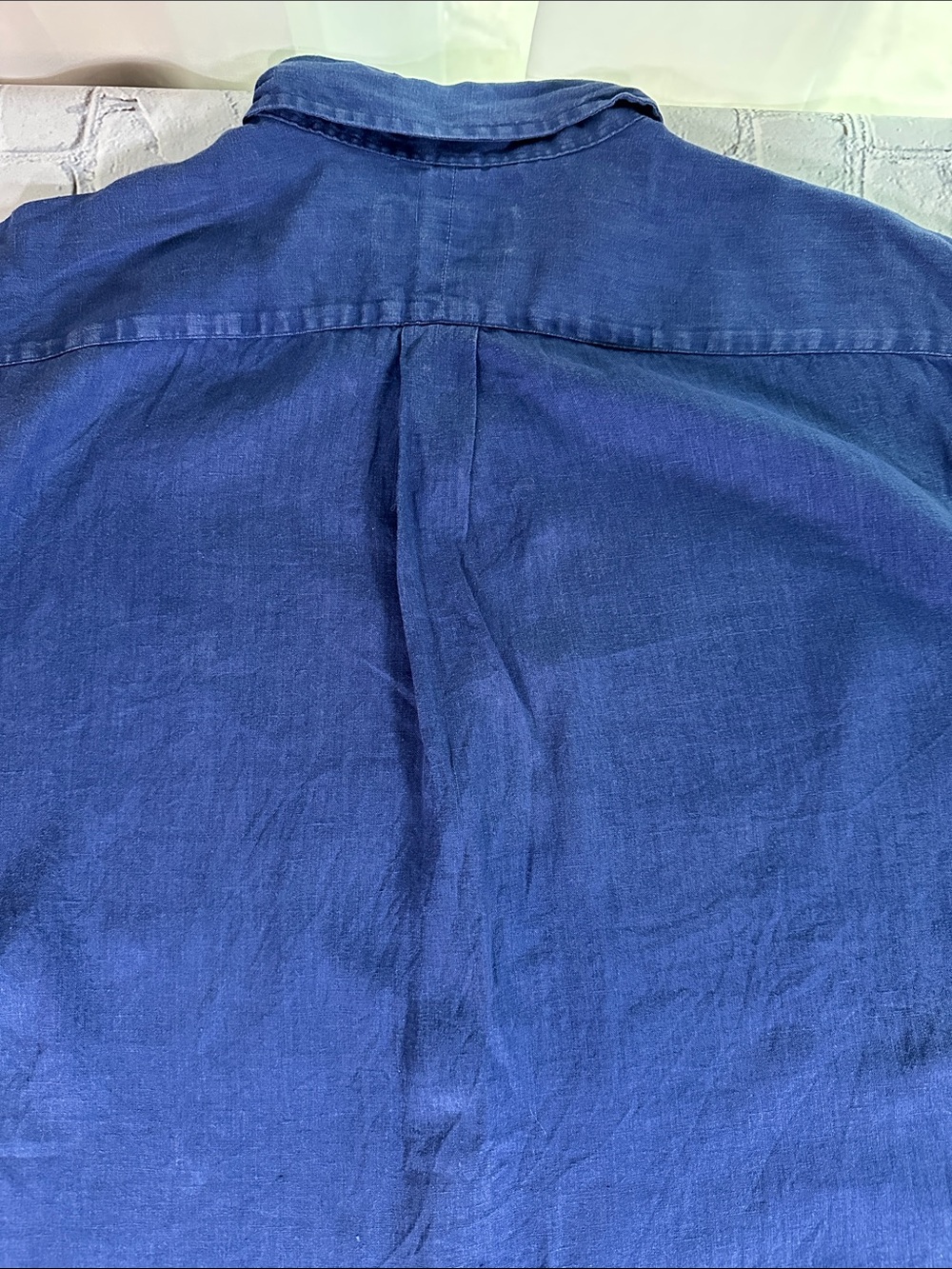 Ralph Lauren Linen Button Up Shirt Mens ‎ Navy Blue Casual size XXL - Picture 4 of 12